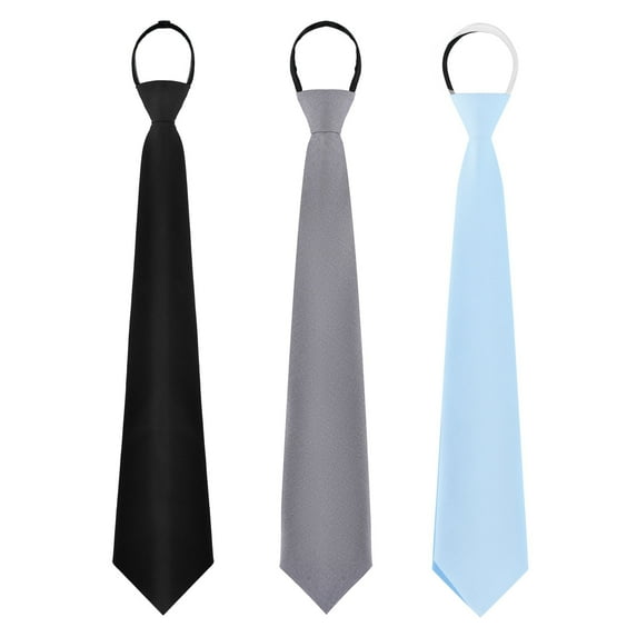 Cloudstyle Men's Solid Color Zipper Tie 3-Pack Adjustable Necktie Set for Wedding Party