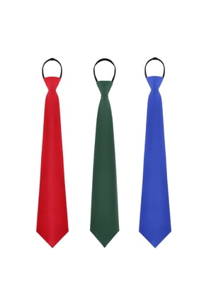 Men's Solid Color Zipper Tie 3-Pack Adjustable Necktie Set for Wedding Party