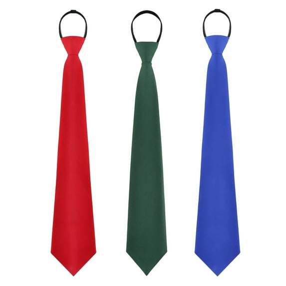 Cloudstyle Men's Solid Color Zipper Tie 3-Pack Adjustable Necktie Set for Wedding Party
