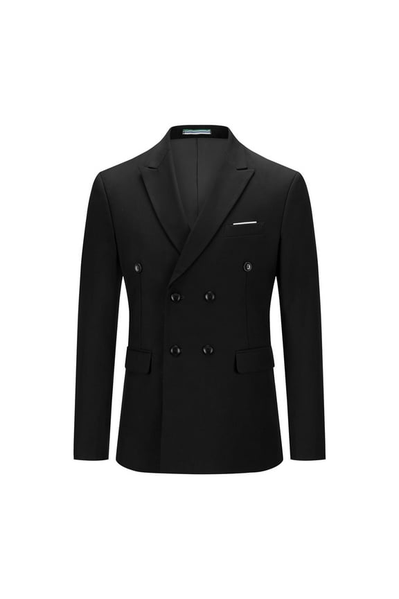 Men's Solid Color Double-breasted Business Blazer