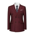 thumbnail image 1 of Cloudstyle Men's Solid Color Double-breasted Business Blazer, 1 of 3
