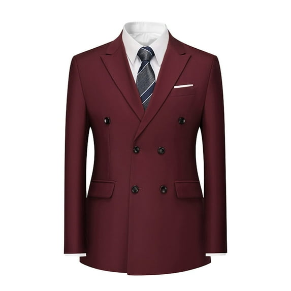 Cloudstyle Men's Solid Color Double-breasted Business Blazer