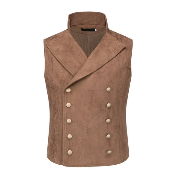 Cloudstyle Men's Solid Color Double-breasted Vest