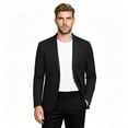 thumbnail image 1 of Cloudstyle Men's Solid Color Notch Lapel Two-Button Linen Blazer - Casual Regular Fit Spring/Fall No Back Vent Jacket, 1 of 12
