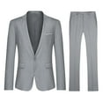 thumbnail image 1 of Cloudstyle Men's Solid Color Single-Breasted One-Button Suit Set (Jacket + Pants) with Side Vents - Slim Fit Spring Formal Wear Two-Piece, 1 of 13