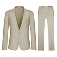 thumbnail image 1 of Cloudstyle Men's Solid Color Single-Breasted One-Button Suit Set (Jacket + Pants) with Side Vents - Slim Fit Spring Formal Wear Two-Piece, 1 of 21