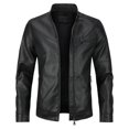 thumbnail image 1 of Cloudstyle Men's Solid Color Zipper Casual Leather Jacket PY06, 1 of 4