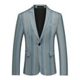 thumbnail image 1 of Cloudstyle Men's Striped Notched Lapel Single-Breasted Blazer, 1-Button Formal Jacket with Back Vent & Functional Pockets, 1 of 10