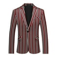thumbnail image 1 of Cloudstyle Men's Striped Notched Lapel Single-Breasted Blazer, 1-Button Formal Jacket with Back Vent & Functional Pockets, 1 of 10