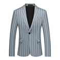 thumbnail image 1 of Cloudstyle Men's Striped Notched Lapel Single-Breasted Blazer, 1-Button Formal Jacket with Back Vent & Functional Pockets, 1 of 10