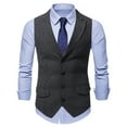 thumbnail image 1 of Cloudstyle Men's Solid Color Contrast Panel Vest, Single-Breasted Sleeveless Jacket with Notch Lapel & Triple Pockets, 1 of 4