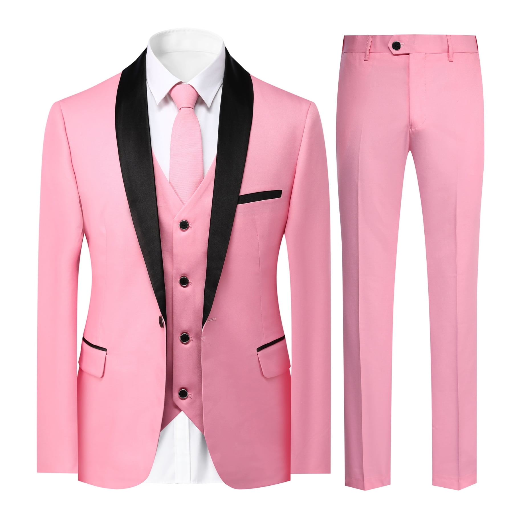 Light Pink Slim Fit 2-Piece Suit with Button Closure