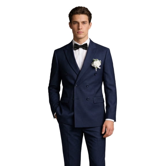 Cloudstyle Men's Slim Fit Double-Breasted Peak Lapel Suit Set - Business Casual Blazer & Trousers with 7 Pockets