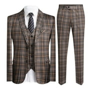 Cloudstyle Mens Two-button Single-breasted Suit Three-piece Set