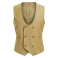 thumbnail image 1 of Cloudstyle Men's U-neck Double-Breasted Solid Color Casual Vest, 1 of 8