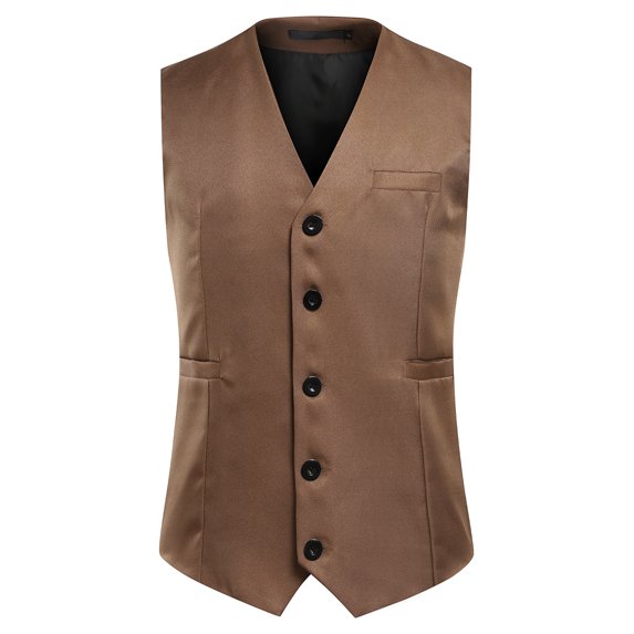 Cloudstyle Men's V-Neck Dress Suit Business Casual Waistcoat 5 Button Slim Fit Waistcoat