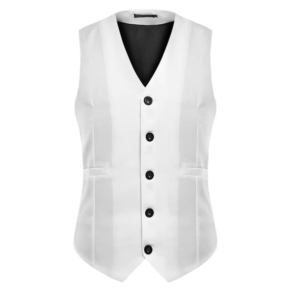 Cloudstyle Men's V-Neck Dress Suit Business Casual Waistcoat 5 Button Slim Fit Waistcoat