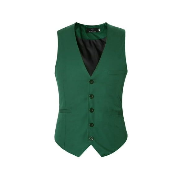 Cloudstyle Men's V-Neck Dress Suit Business Casual Waistcoat 5 Button Slim Fit Waistcoat