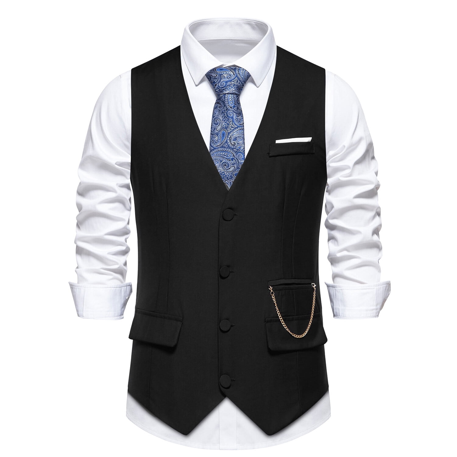 Men's Casual Vest Solid Color Regular Fit V Neck Single Breasted More-button