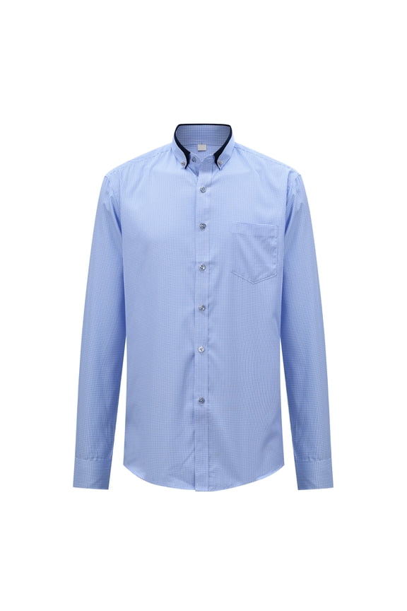 Men's Wrinkle-Free Slim Fit Checkered Dress Shirt - Breathable UV Protective Business Casual Shirt with Point Collar