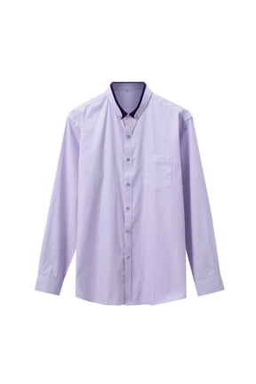 Men's Wrinkle-Free Slim Fit Striped Dress Shirt - Breathable UV Protective Business Casual Shirt with Point Collar