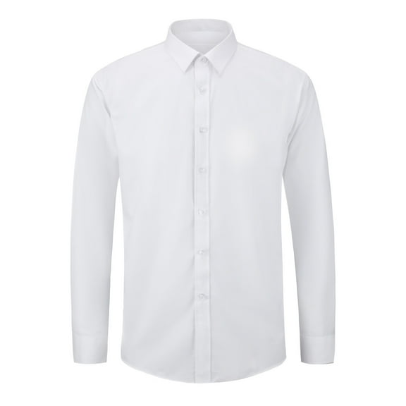 Cloudstyle Men's Wrinkle-Free Solid Long Sleeve Dress Shirt with Spread Collar, Classic Fit for Business