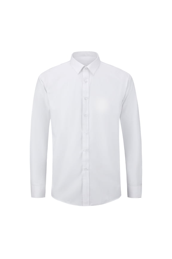 Men's Wrinkle-Free Solid Long Sleeve Dress Shirt with Spread Collar, Classic Fit for Business