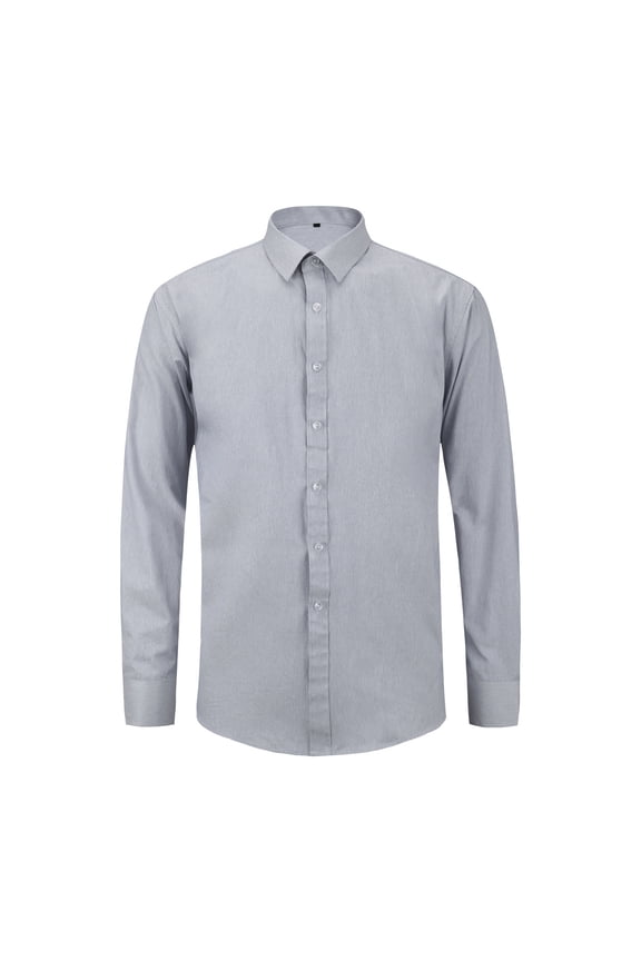 Men's Wrinkle-Free Solid Long Sleeve Dress Shirt with Spread Collar, Classic Fit for Business