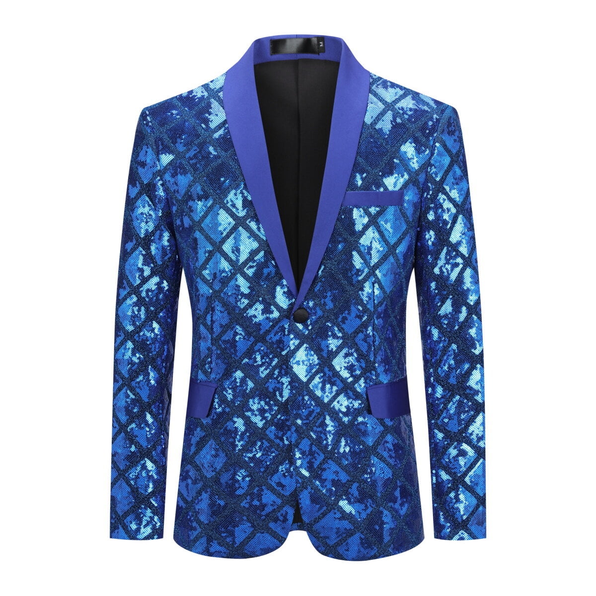 Cloudstyle Men's singlebreasted 1 button plaid sequin suit
