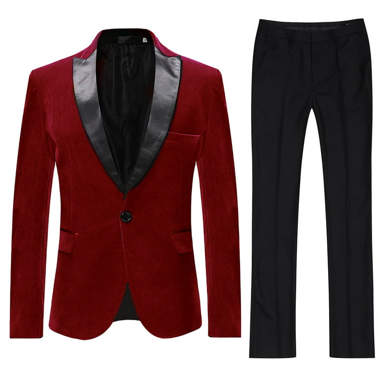 Cloudstyle Mens 2-Piece Suit Peaked Lapel One Button Tuxedo Slim Fit Dinner  Jacket & Pants