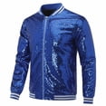 thumbnail image 1 of Cloudstyle Mens Sequins Nightclub Styles Zip up Varsity Baseball Bomber Jacket, 1 of 5