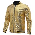 thumbnail image 1 of Cloudstyle Mens Sequins Nightclub Styles Zip up Varsity Baseball Bomber Jacket, 1 of 5
