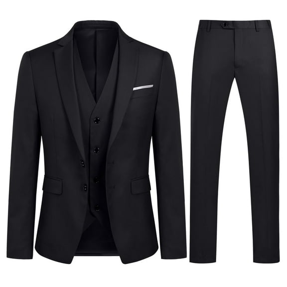 Cloudstyle Mens Slim Fit 3 Piece Suit Classic Business Wedding Suits Tuxedo Blazer Waistcoat Trousers