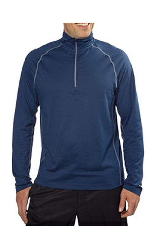 Men's 1/4 Zip Mock Neck Pullover (XX-Large, Navy)