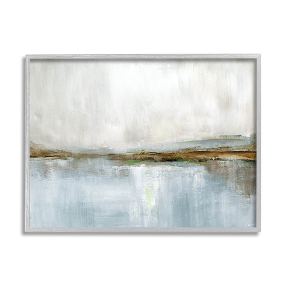 Cloudy Abstract Landscape Scene Abstract Painting Gray Framed Art Print Wall Art