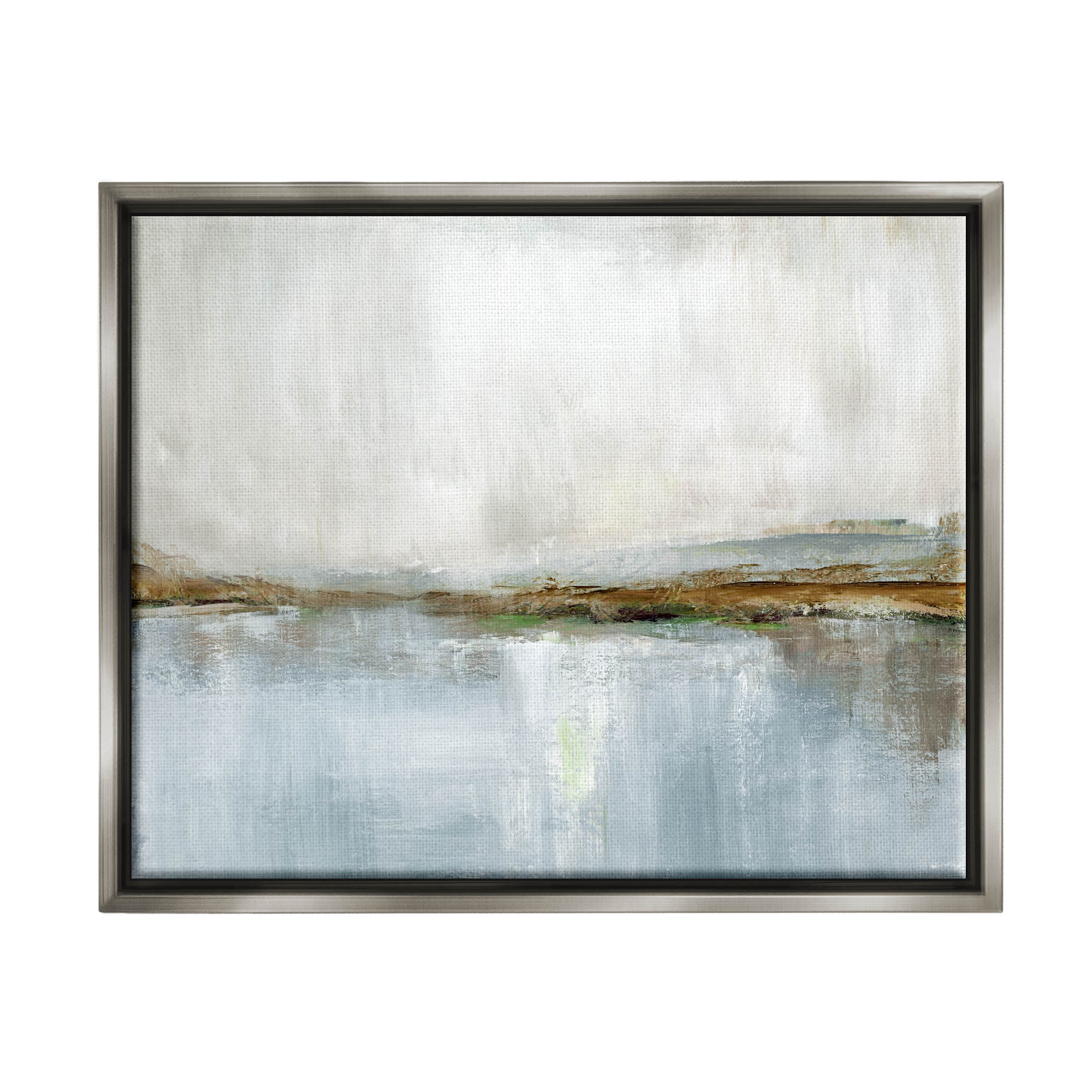 Cloudy Abstract Landscape Scene Abstract Painting Luster Gray Framed Art Print Wall Art