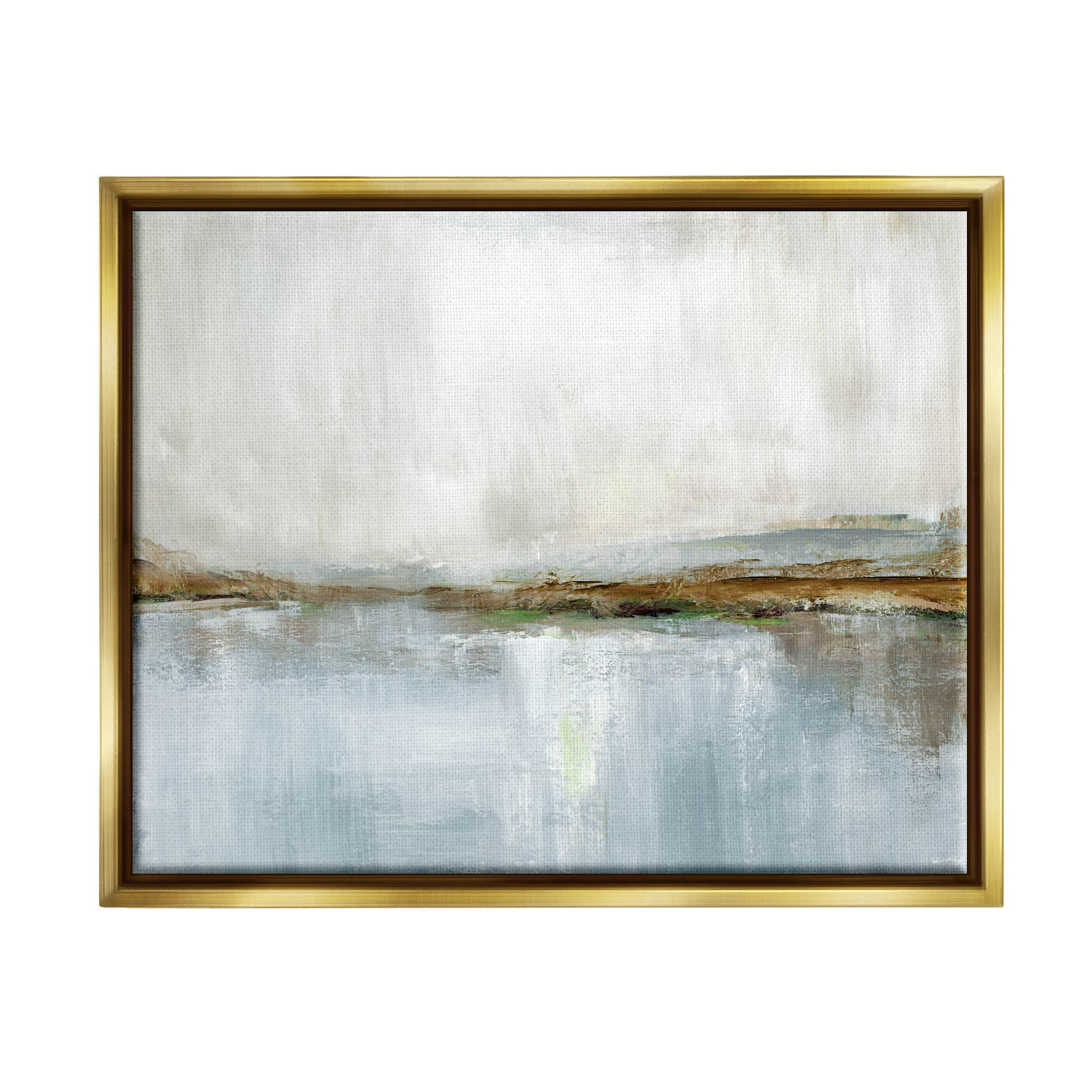 Cloudy Abstract Landscape Metallic Gold Framed Canvas Art