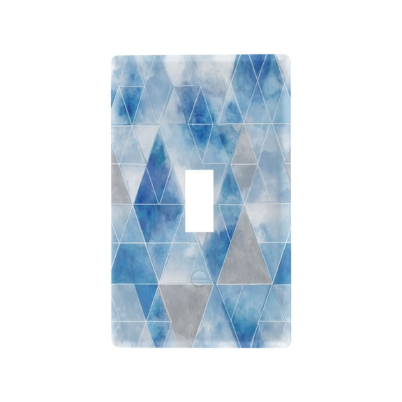 Cloudy Blue Grey Geometric Pattern Decorative Wall Plate, Flame Retardant PC Plastic Light Switch & Outlet Cover with Mounting Screws Fits Toggle Switch