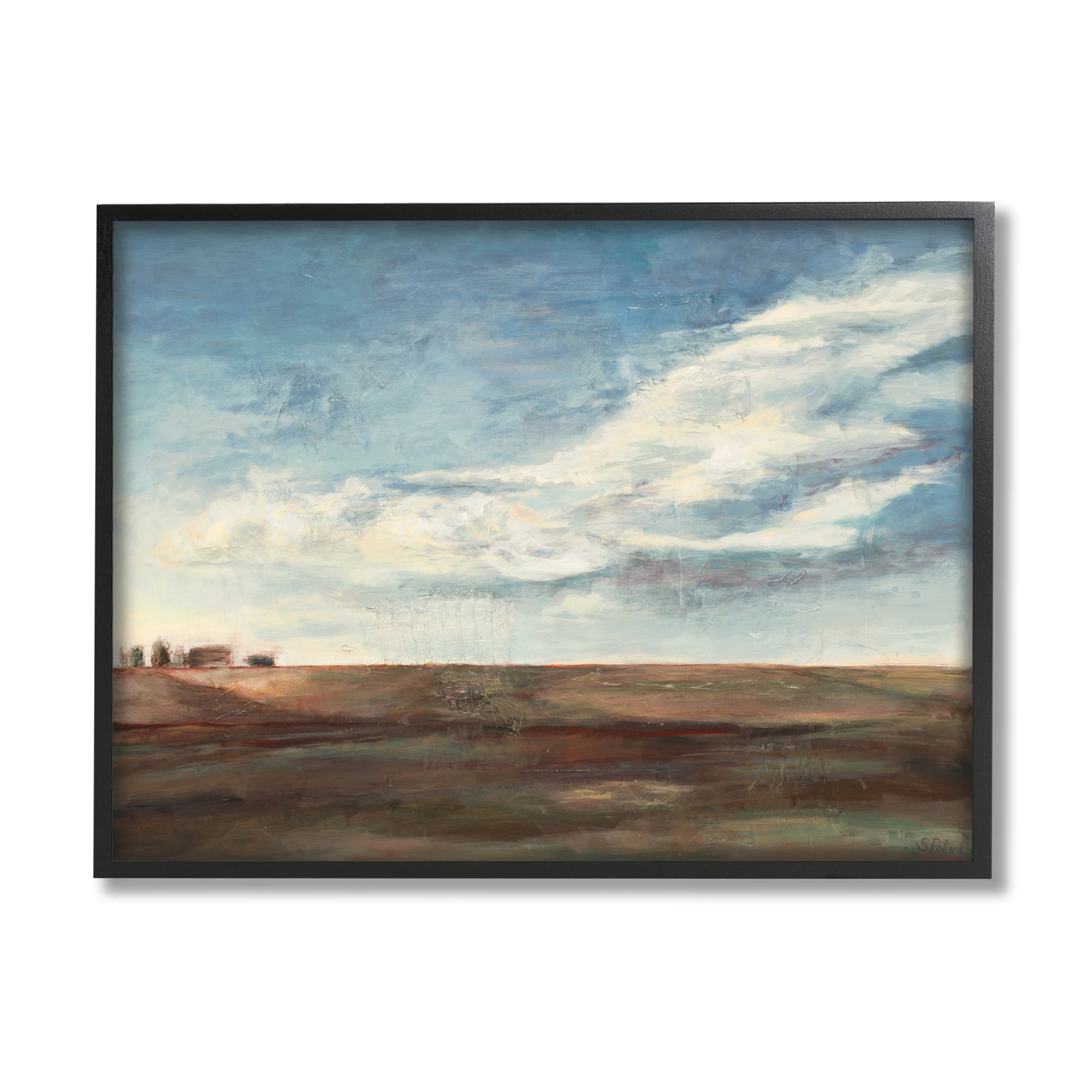 Stupell Industries Cloudy Country Landscape Distant Town Earth Tones,11 x 14,Designed by Stacy Pollard