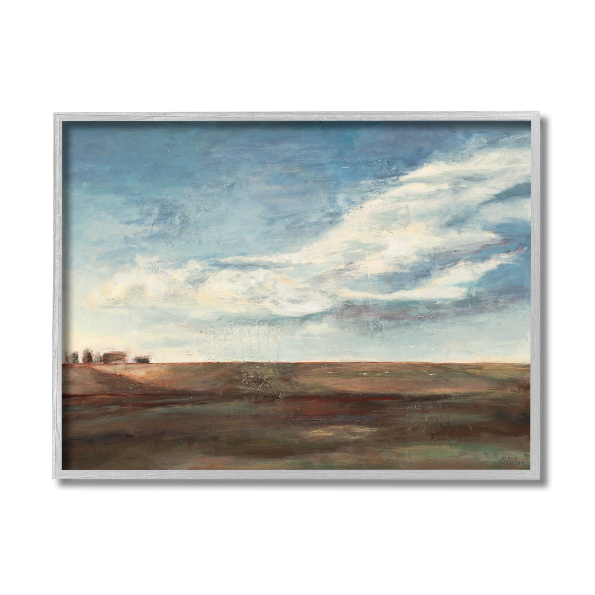 Stupell Industries Cloudy Country Landscape Distant Town Earth Tones,16 x 20,Designed by Stacy Pollard