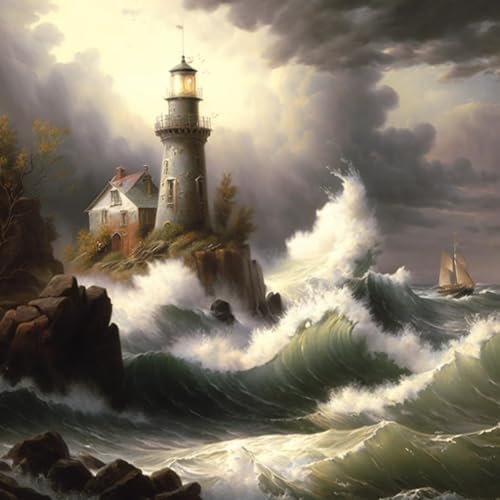 Buffalo Games - Large Piece - Rocky Cliff Lighthouse - 300 Piece Jigsaw ...