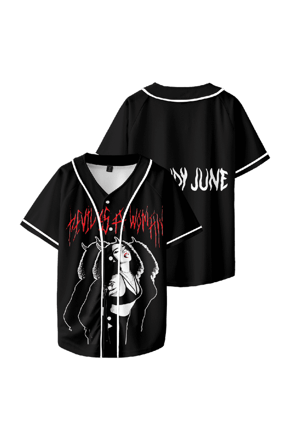 Cloudy June Devil Is A Woman Jersey Button Down Shirts Short Sleeve Hip Hop Sports Uniforms