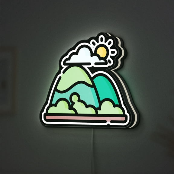 Cloudy Mountain View 3D Novelty Light Box, Calm and Tranquil Nature Landscape Decor for Relaxing Spaces (Height 24 inch, 60cm)
