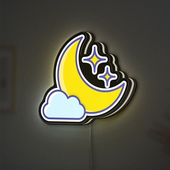 Cloudy Night 3D Novelty Light Box, Moon and Stars Decor for Dreamy Nighttime Vibes (Height 8 inch, 20cm)