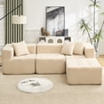 thumbnail image 1 of Cloudy Sectional L - Shaped Couch Comfy No Assembly Required Cloud Couch with Deep Seat, All Sponge Fluffy Couch with Sleeper Chaise for Living Room Apartment(Beige), 1 of 9