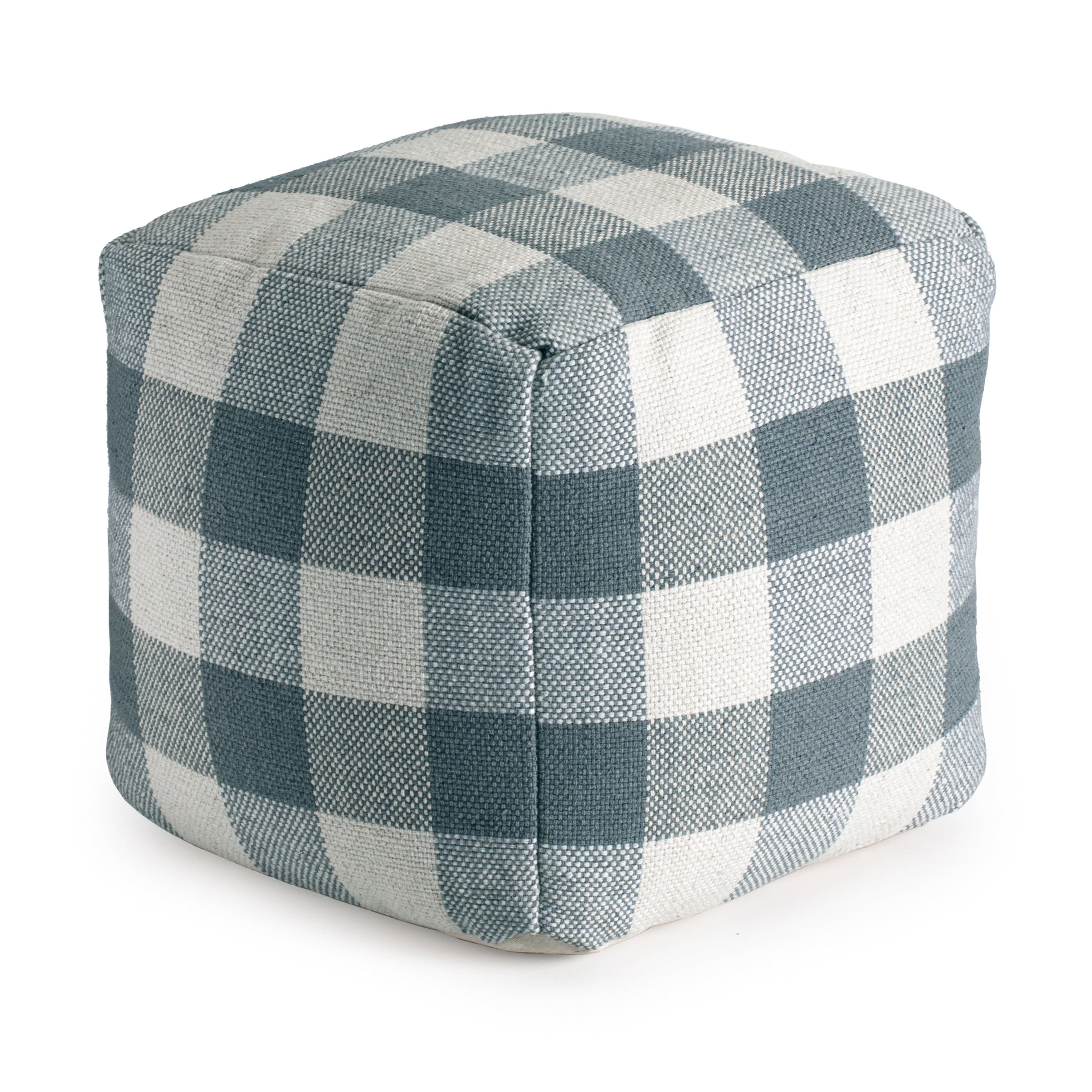 Cloudy Sky 20" x 20" x 20" Ivory & Gray Pouf