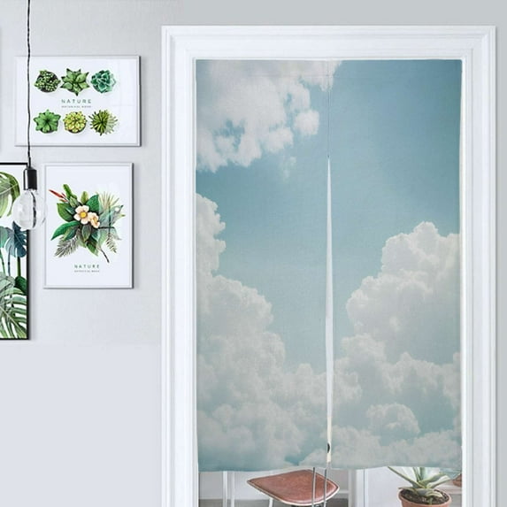 Cloudy Sky Blue Print Door Curtain Nordic Living Room DoorCurtain Porch Partition Curtain Kitchen Rative Half Curtain