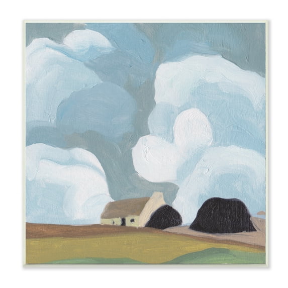 Cloudy Sky Country Cottage Landscape Soft Meadow 12 in x 12 in Framed Painting Art Print, by Stupell Home Décor