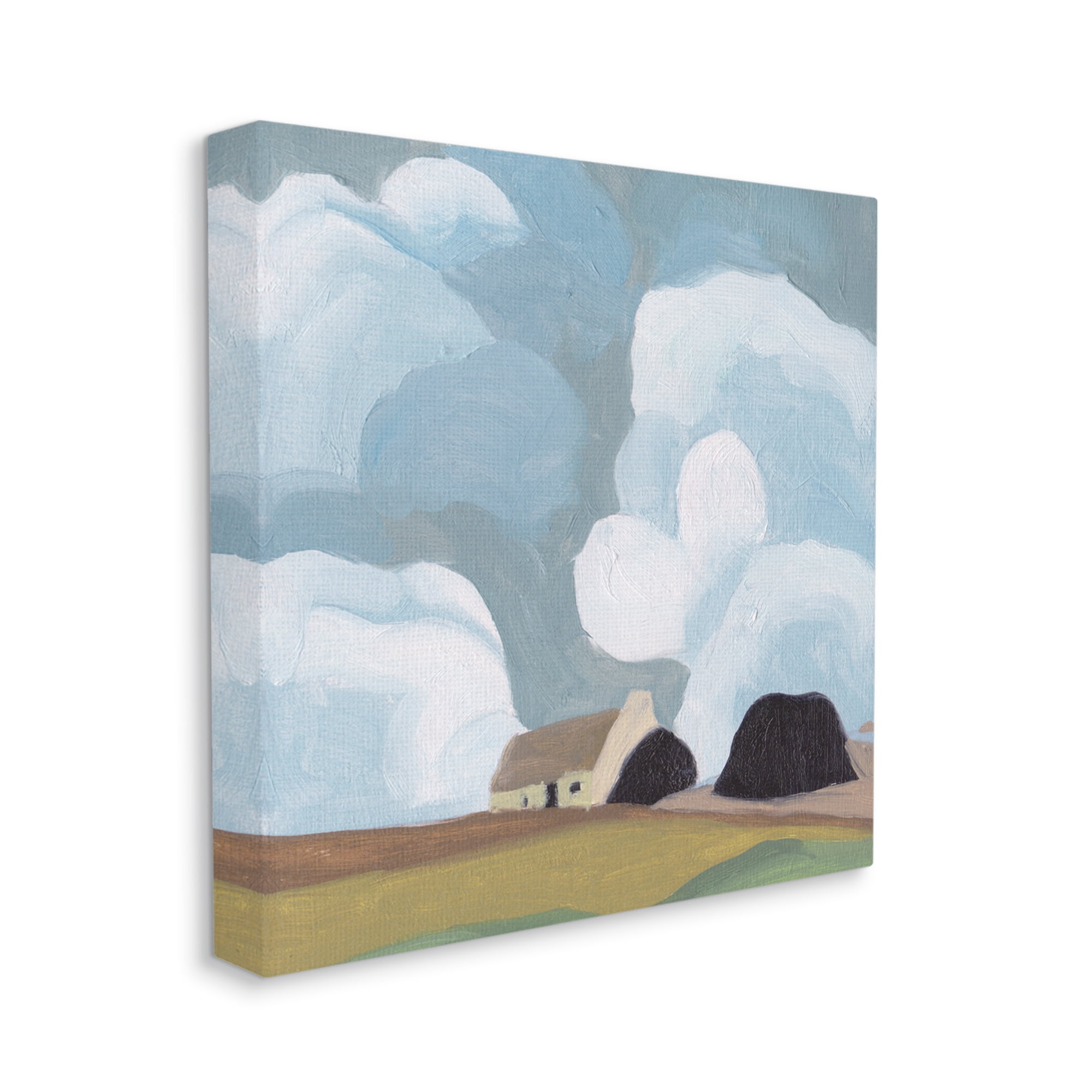 Cloudy Sky Country Cottage Landscape Soft Meadow 30 in x 30 in Painting Canvas Art Print, by Stupell Home Décor