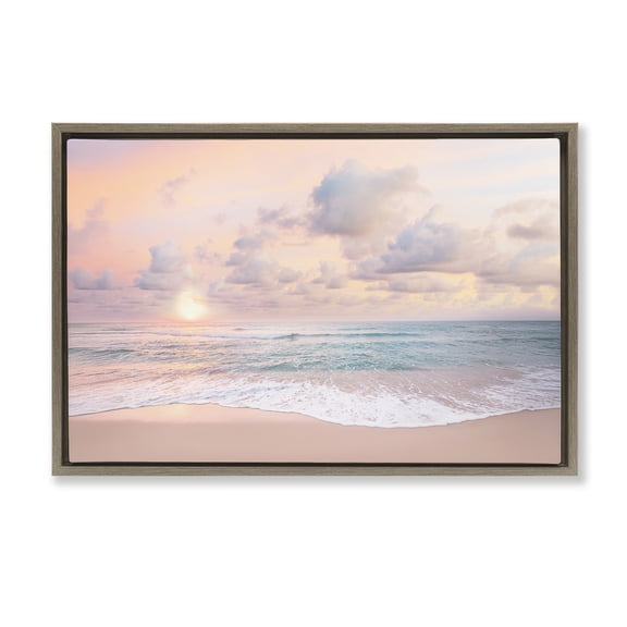 Stupell Industries Cloudy Sunset Seaside Shore Brown Framed Floater Canvas Wall Art, design by Sisi and Seb, 17 x 25